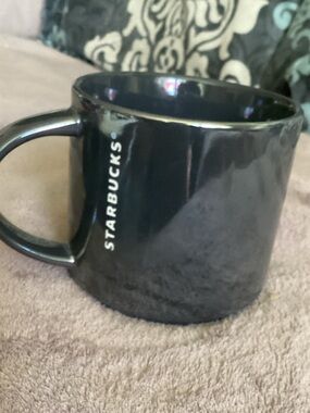 Starbucks Glossy Black Ceramic Mug with Vertical Logo